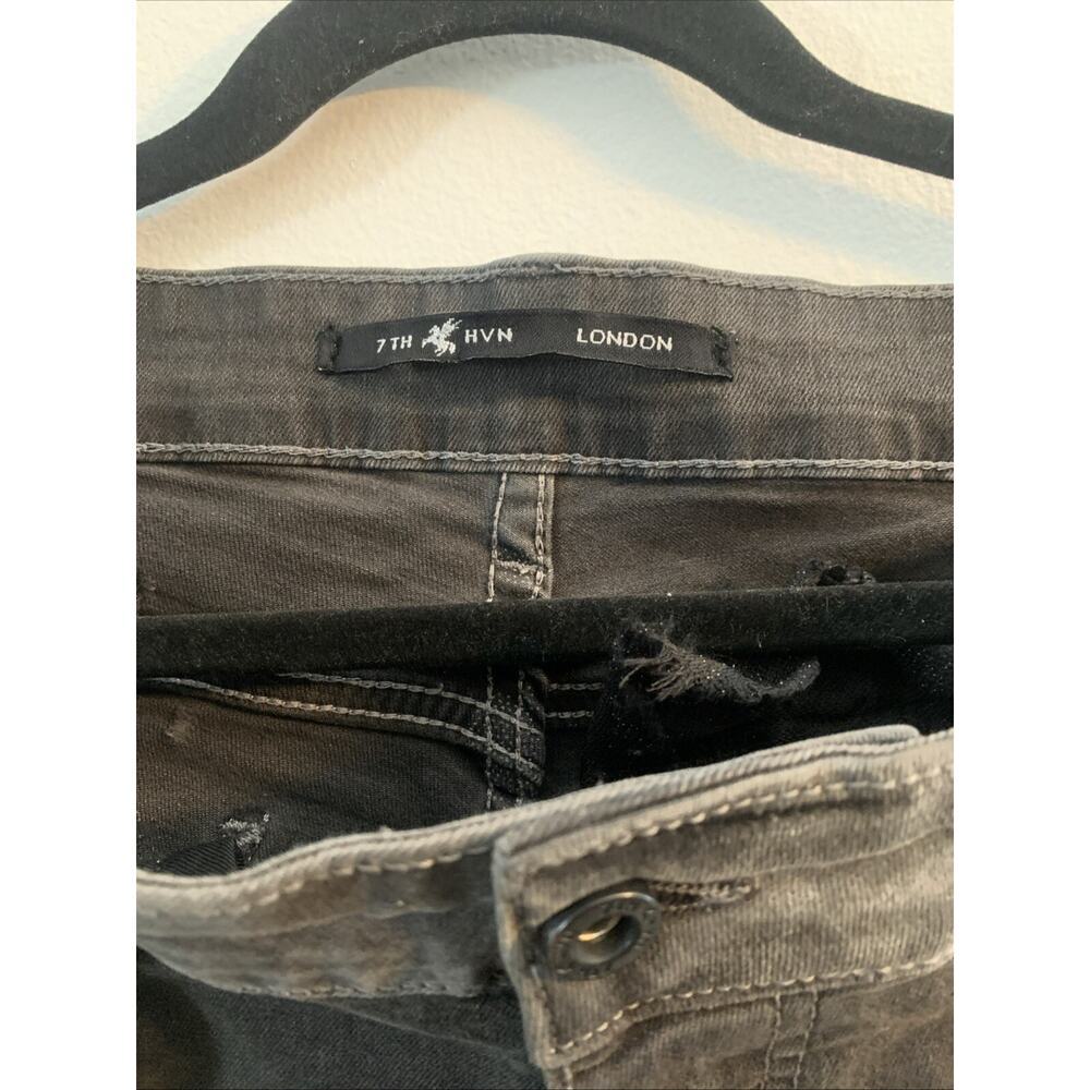 Men's Straight Black Distressed Jeans - Picture 7 of 9